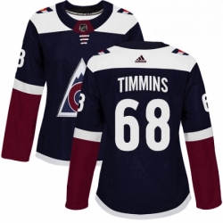 Womens Adidas Colorado Avalanche 68 Conor Timmins Authentic Navy Blue Alternate NHL Jersey 