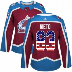 Womens Adidas Colorado Avalanche 83 Matt Nieto Authentic Burgundy Red USA Flag Fashion NHL Jersey 