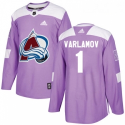 Youth Adidas Colorado Avalanche 1 Semyon Varlamov Authentic Purple Fights Cancer Practice NHL Jersey 