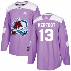 Youth Adidas Colorado Avalanche 13 Alexander Kerfoot Authentic Purple Fights Cancer Practice NHL Jersey 