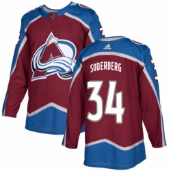 Youth Adidas Colorado Avalanche 34 Carl Soderberg Premier Burgundy Red Home NHL Jersey 