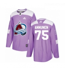 Youth Adidas Colorado Avalanche 75 Justus Annunen Authentic Purple Fights Cancer Practice NHL Jersey 