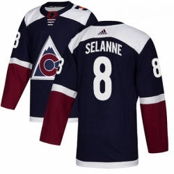 Youth Adidas Colorado Avalanche 8 Teemu Selanne Authentic Navy Blue Alternate NHL Jersey 