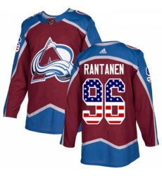 Youth Adidas Colorado Avalanche 96 Mikko Rantanen Authentic Burgundy Red USA Flag Fashion NHL Jersey 