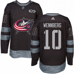 Mens Adidas Columbus Blue Jackets 10 Alexander Wennberg Authentic Black 1917 2017 100th Anniversary NHL Jersey 