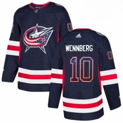 Mens Adidas Columbus Blue Jackets 10 Alexander Wennberg Authentic Navy Blue Drift Fashion NHL Jersey 