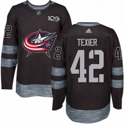 Mens Adidas Columbus Blue Jackets 42 Alexandre Texier Authentic Black 1917 2017 100th Anniversary NHL Jersey 