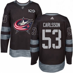 Mens Adidas Columbus Blue Jackets 53 Gabriel Carlsson Authentic Black 1917 2017 100th Anniversary NHL Jersey 