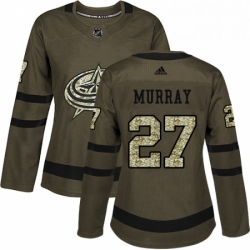 Womens Adidas Columbus Blue Jackets 27 Ryan Murray Authentic Green Salute to Service NHL Jersey 