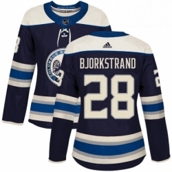 Womens Adidas Columbus Blue Jackets 28 Oliver Bjorkstrand Authentic Navy Blue Alternate NHL Jersey 