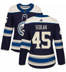 Womens Adidas Columbus Blue Jackets 45 Lukas Sedlak Authentic Navy Blue Alternate NHL Jersey 