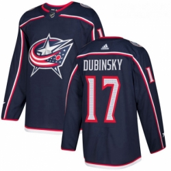 Youth Adidas Columbus Blue Jackets 17 Brandon Dubinsky Authentic Navy Blue Home NHL Jersey 