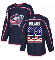 Youth Adidas Columbus Blue Jackets 22 Sonny Milano Authentic Navy Blue USA Flag Fashion NHL Jersey 