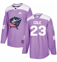 Youth Adidas Columbus Blue Jackets 23 Ian Cole Authentic Purple Fights Cancer Practice NHL Jersey 