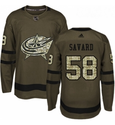 Youth Adidas Columbus Blue Jackets 58 David Savard Premier Green Salute to Service NHL Jersey 