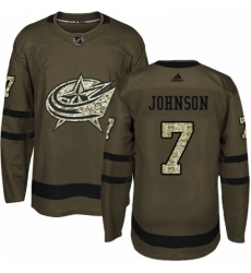 Youth Adidas Columbus Blue Jackets 7 Jack Johnson Premier Green Salute to Service NHL Jersey 