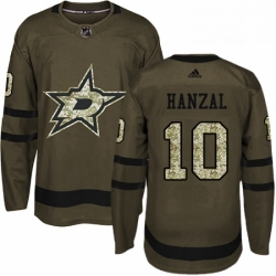 Mens Adidas Dallas Stars 10 Martin Hanzal Authentic Green Salute to Service NHL Jersey 