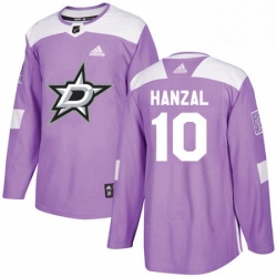 Mens Adidas Dallas Stars 10 Martin Hanzal Authentic Purple Fights Cancer Practice NHL Jersey 