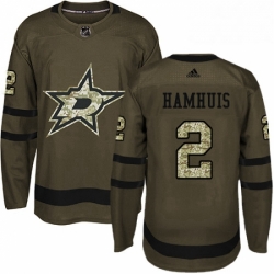 Mens Adidas Dallas Stars 2 Dan Hamhuis Premier Green Salute to Service NHL Jersey 