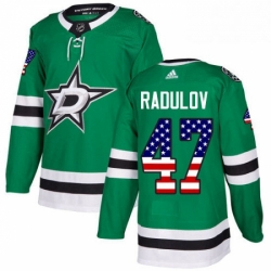 Mens Adidas Dallas Stars 47 Alexander Radulov Authentic Green USA Flag Fashion NHL Jersey 