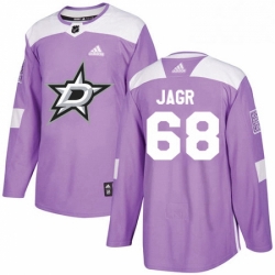 Mens Adidas Dallas Stars 68 Jaromir Jagr Authentic Purple Fights Cancer Practice NHL Jersey 