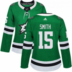 Womens Adidas Dallas Stars 15 Bobby Smith Premier Green Home NHL Jersey 