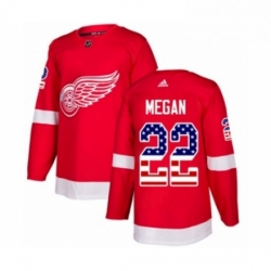 Mens Adidas Detroit Red Wings 22 Wade Megan Authentic Red USA Flag Fashion NHL Jersey 