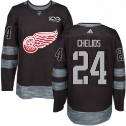 Mens Adidas Detroit Red Wings 24 Chris Chelios Premier Black 1917 2017 100th Anniversary NHL Jersey 