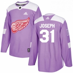 Mens Adidas Detroit Red Wings 31 Curtis Joseph Authentic Purple Fights Cancer Practice NHL Jersey 