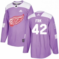 Mens Adidas Detroit Red Wings 42 Martin Frk Authentic Purple Fights Cancer Practice NHL Jersey 