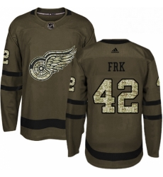 Mens Adidas Detroit Red Wings 42 Martin Frk Premier Green Salute to Service NHL Jersey 