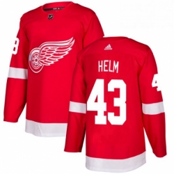 Mens Adidas Detroit Red Wings 43 Darren Helm Authentic Red Home NHL Jersey 