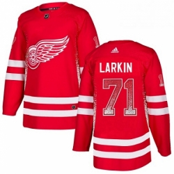 Mens Adidas Detroit Red Wings 71 Dylan Larkin Authentic Red Drift Fashion NHL Jersey 