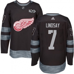 Red Wings #7 Ted Lindsay Black 1917 2017 100th Anniversary Stitched NHL Jersey