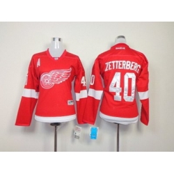 Women NHL Detroit Red Wings #40 Zetterberg red Jerseys
