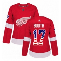 Womens Adidas Detroit Red Wings 17 David Booth Authentic Red USA Flag Fashion NHL Jersey 