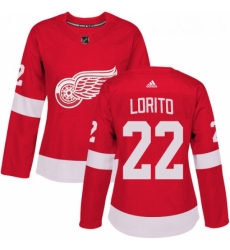 Womens Adidas Detroit Red Wings 22 Matthew Lorito Authentic Red Home NHL Jersey 