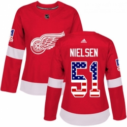 Womens Adidas Detroit Red Wings 51 Frans Nielsen Authentic Red USA Flag Fashion NHL Jersey 