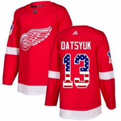 Youth Adidas Detroit Red Wings 13 Pavel Datsyuk Authentic Red USA Flag Fashion NHL Jersey 