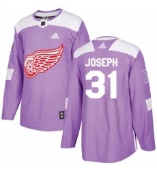 Youth Adidas Detroit Red Wings 31 Curtis Joseph Authentic Purple Fights Cancer Practice NHL Jersey 