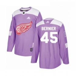 Youth Adidas Detroit Red Wings 45 Jonathan Bernier Authentic Purple Fights Cancer Practice NHL Jersey 