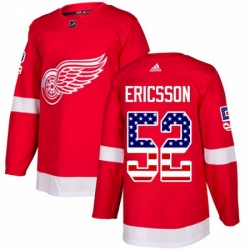 Youth Adidas Detroit Red Wings 52 Jonathan Ericsson Authentic Red USA Flag Fashion NHL Jersey 
