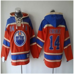 Edmonton Oilers #14 Jordan Eberle Orange Sawyer Hooded Sweatshirt Stitched NHL Jersey