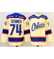 Men Edmonton Oilers 74 Stuart Skinner Light Beige 2025 Alternate Stitched Hockey Jersey