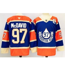 Men Edmonton Oilers 97 Connor McDavid Royal 2024 25 With C Patch Heritage Classic Primegreen Stitched Jersey