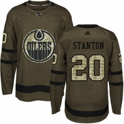 Mens Adidas Edmonton Oilers 20 Ryan Stanton Authentic Green Salute to Service NHL Jersey 