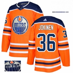 Mens Adidas Edmonton Oilers 36 Jussi Jokinen Authentic Orange Fashion Gold NHL Jersey 