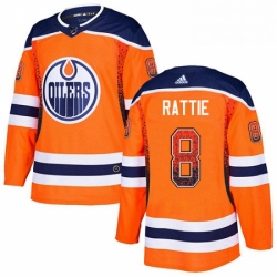 Mens Adidas Edmonton Oilers 8 Ty Rattie Authentic Orange Drift Fashion NHL Jersey 