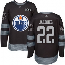 Oilers #22 Jean Francois Jacques Black 1917 2017 100th Anniversary Stitched NHL Jersey