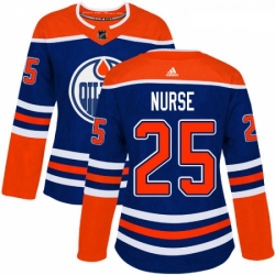 Womens Adidas Edmonton Oilers 25 Darnell Nurse Authentic Royal Blue Alternate NHL Jersey 